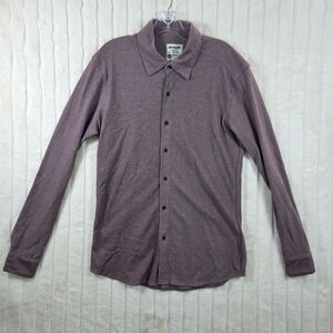 Youngla Men's Medium Burgandy Button Up Long Sleeve Shirt SIze M